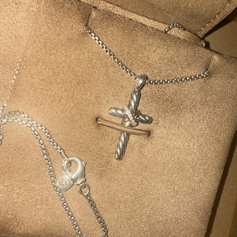 David Yurman Cross with gold and diamonds